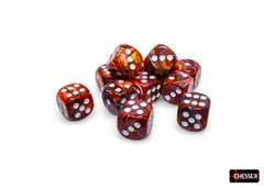 CHX27743 Festive Symphony/white 16mm d6 Dice Block (12 dice)